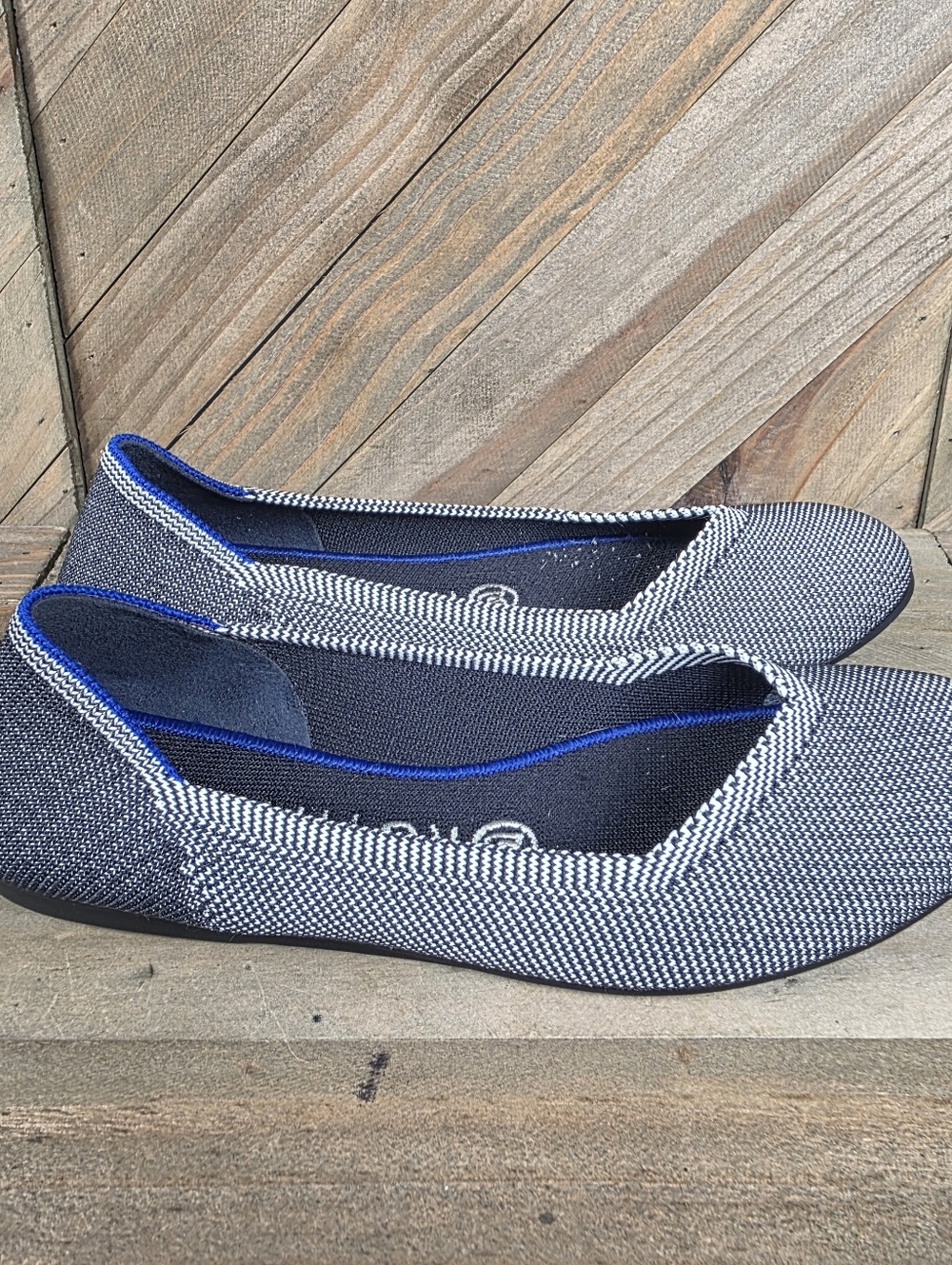 Rothys The Flat Round Toe Womens Comfort Flats Grey Birdseye Womens Size 7